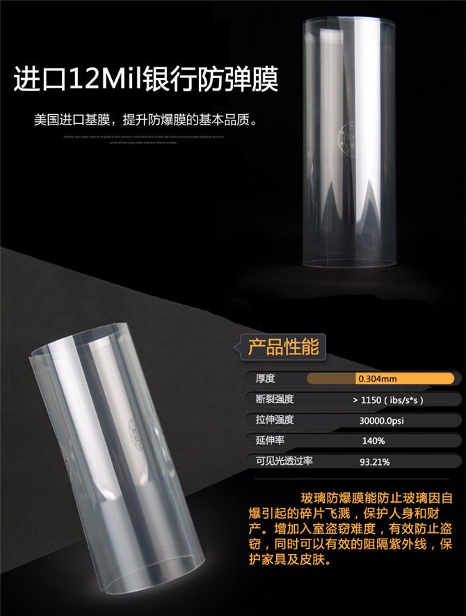 銀行12mil防爆膜